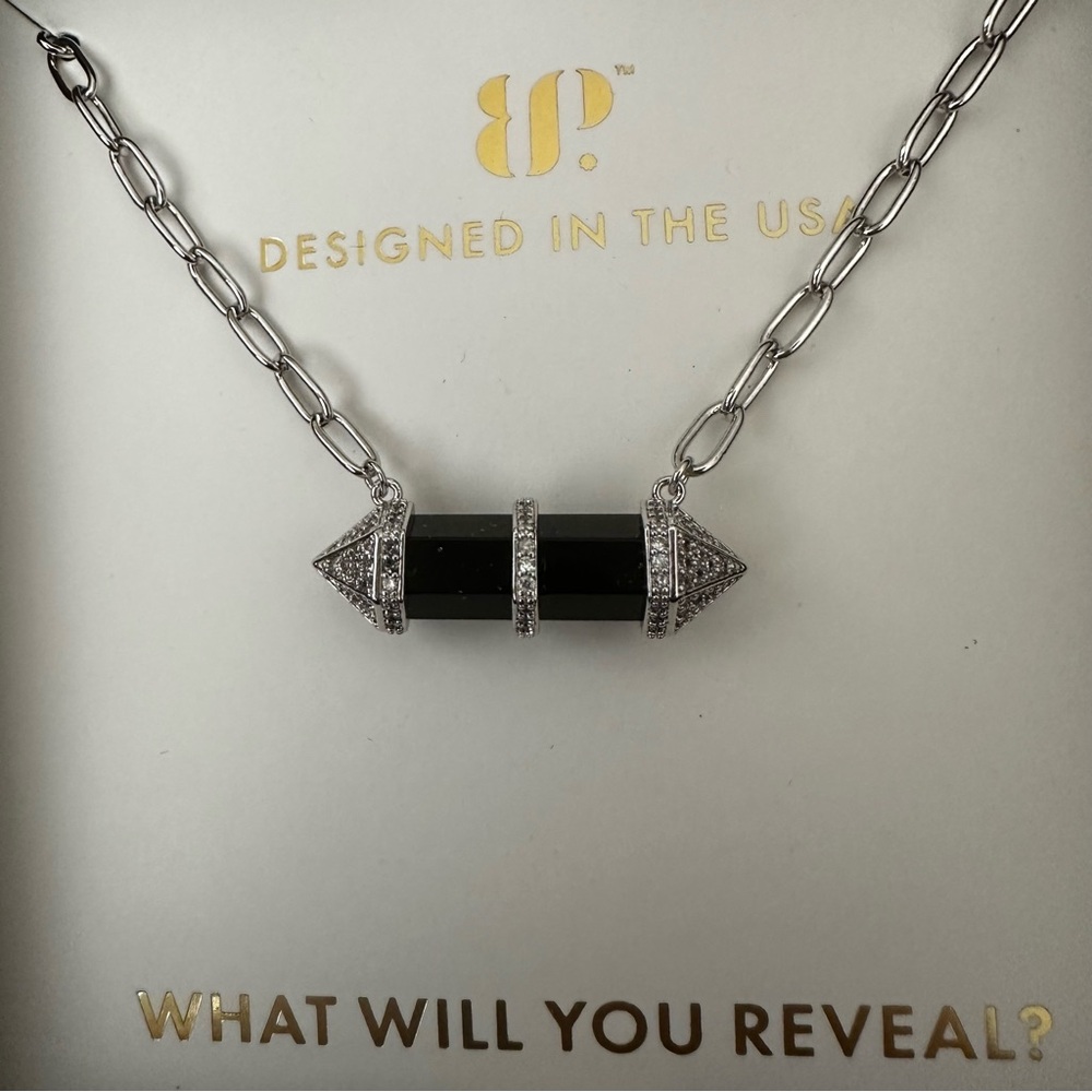 Bomb Party — Be Tamed Black Onyx & CZ Rhodium Plating Necklace NWT